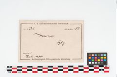 Etikett zu Bronzeblechgehänge (NHMW-PRAE-002316)